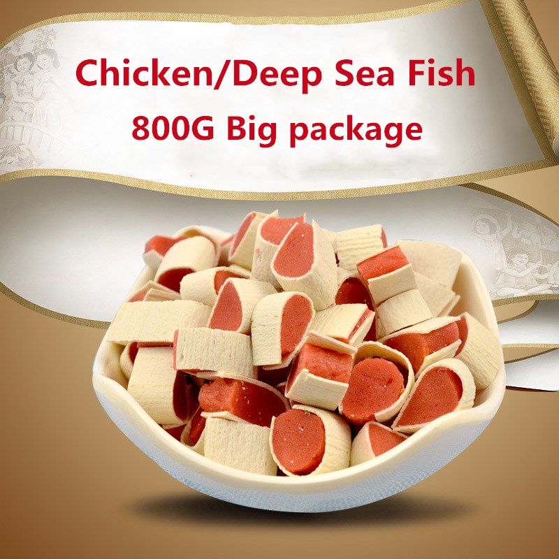 800 g de nourriture pour animaux de compagnie, poulet, poisson de haute mer, morue, sushis, nettoyage des molaires, dents saines, snacks pour chiens